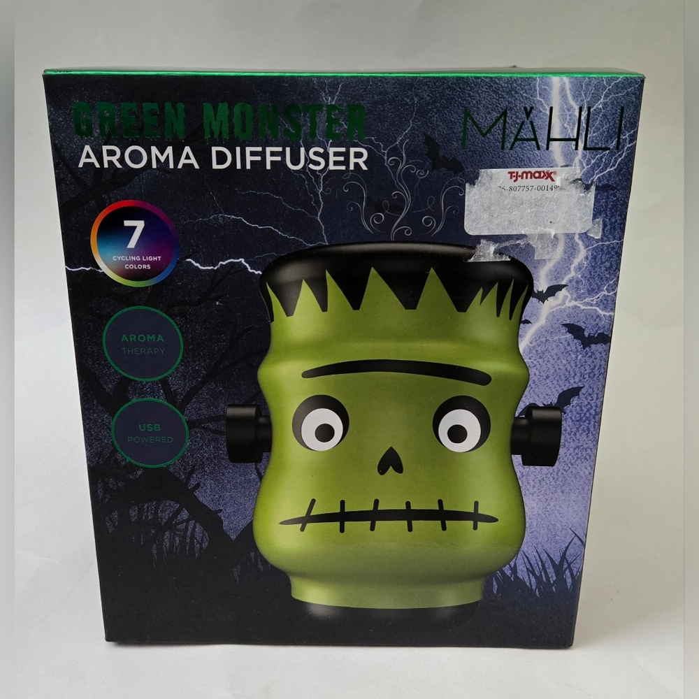 MAHLI Frankenstein Green Monster Aroma Oil Diffuser Cycling Lights Halloween
